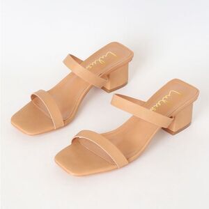 Lulus Fallyn Naked‎ Hazelnut Mules size 9 New in box